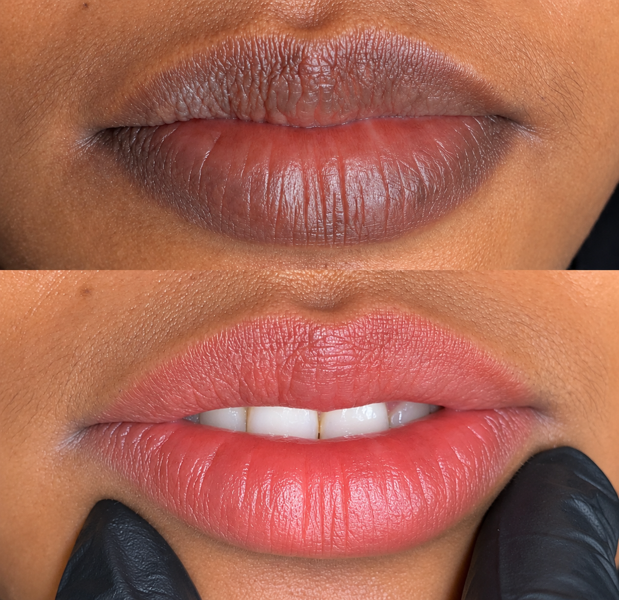 Lip blush before and after transformation