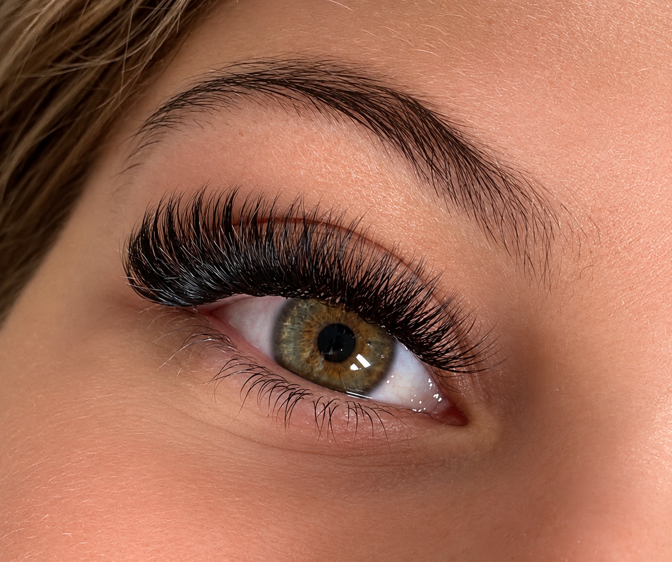 Hazel eye with voluminous eyelash extensions